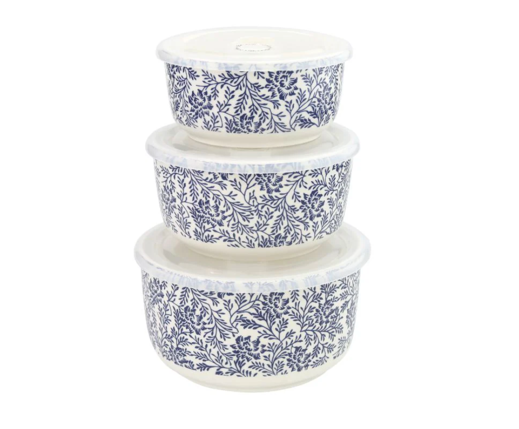 Sparton 3-Piece Ceramic Bowl Set with Lids – 400 ml, 600 ml & 1000 ml | Microwave-Safe, Airtight Food Storage