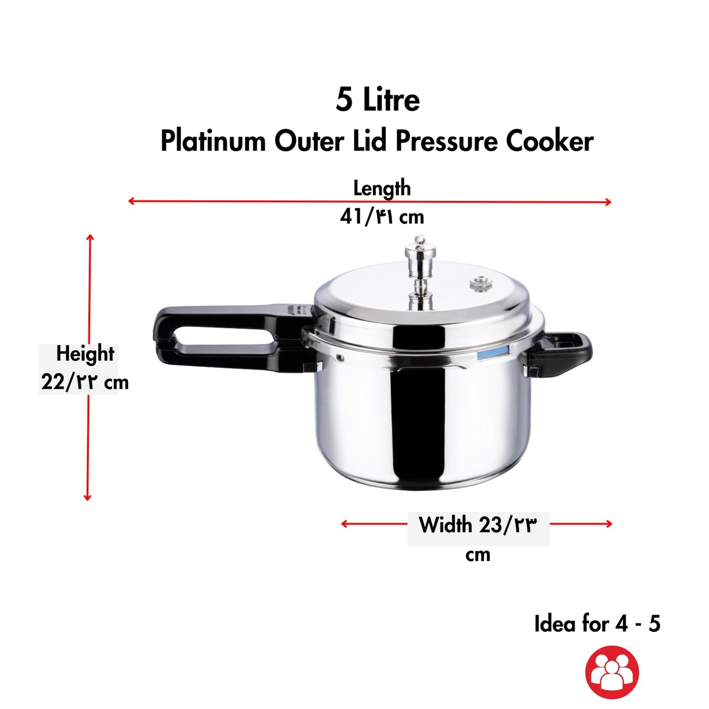Vinod Platinum Triply Stainless Steel Outer Lid Pressure Cooker