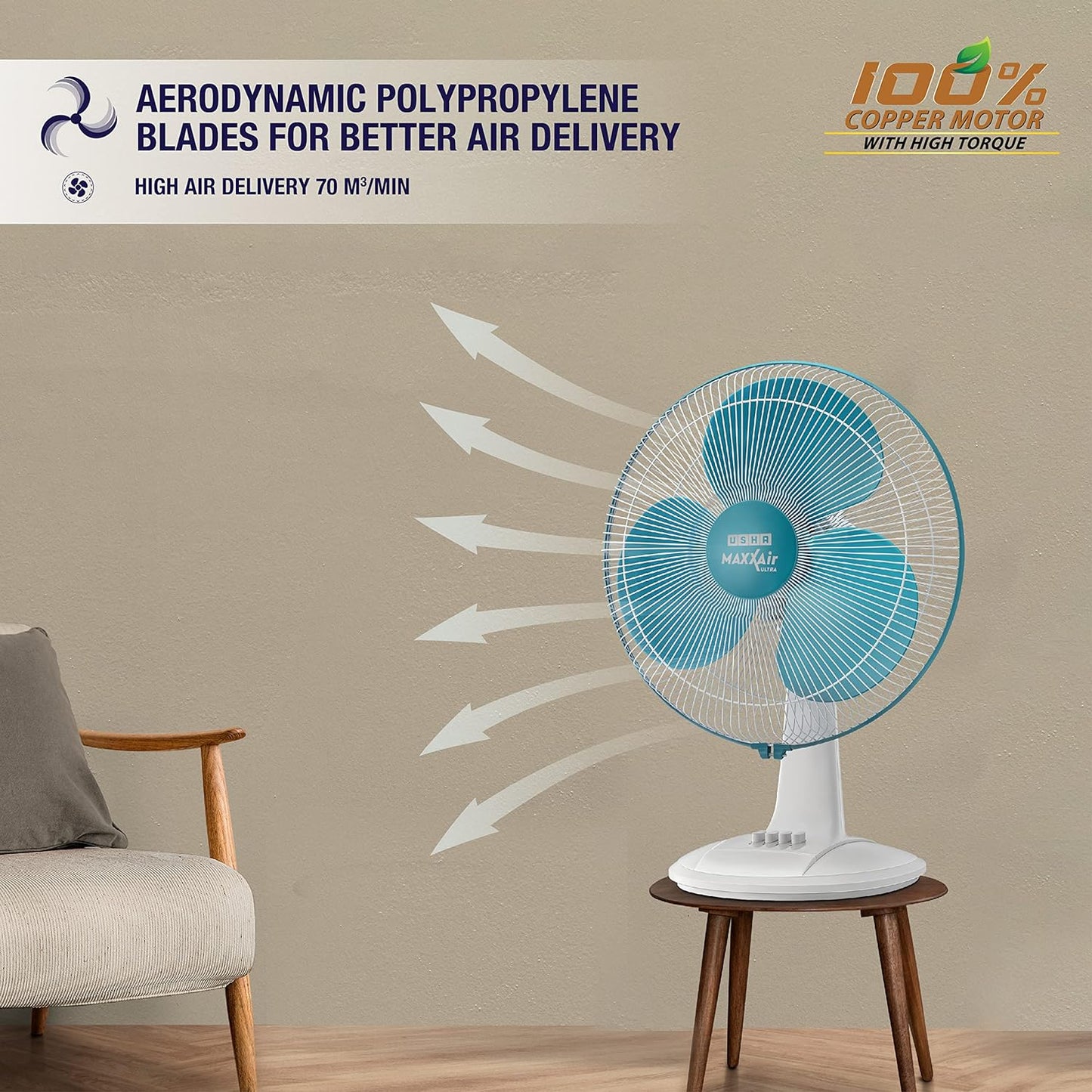 USHA Maxx Air Ultra 400MM Table Fan - OFFPRICE