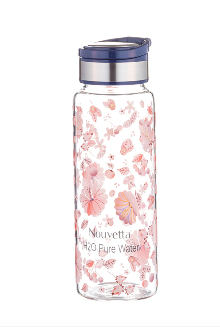 Borosilicate Printed Bottle - Blue Lid 1000 ML