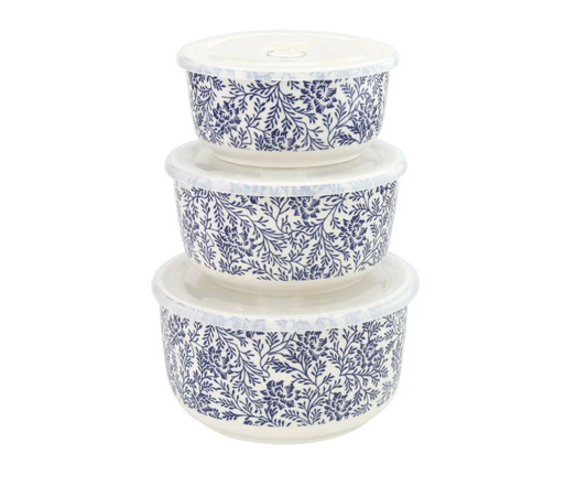 Sparton 3-Piece Ceramic Bowl Set with Lids – 400 ml, 600 ml & 1000 ml | Microwave-Safe, Airtight Food Storage